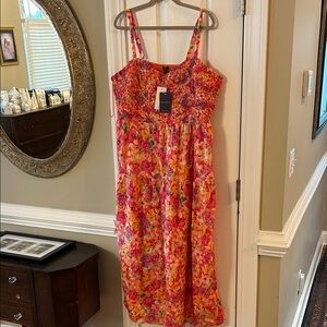 Skies Are Blue Vibrant Floral Midi Dress